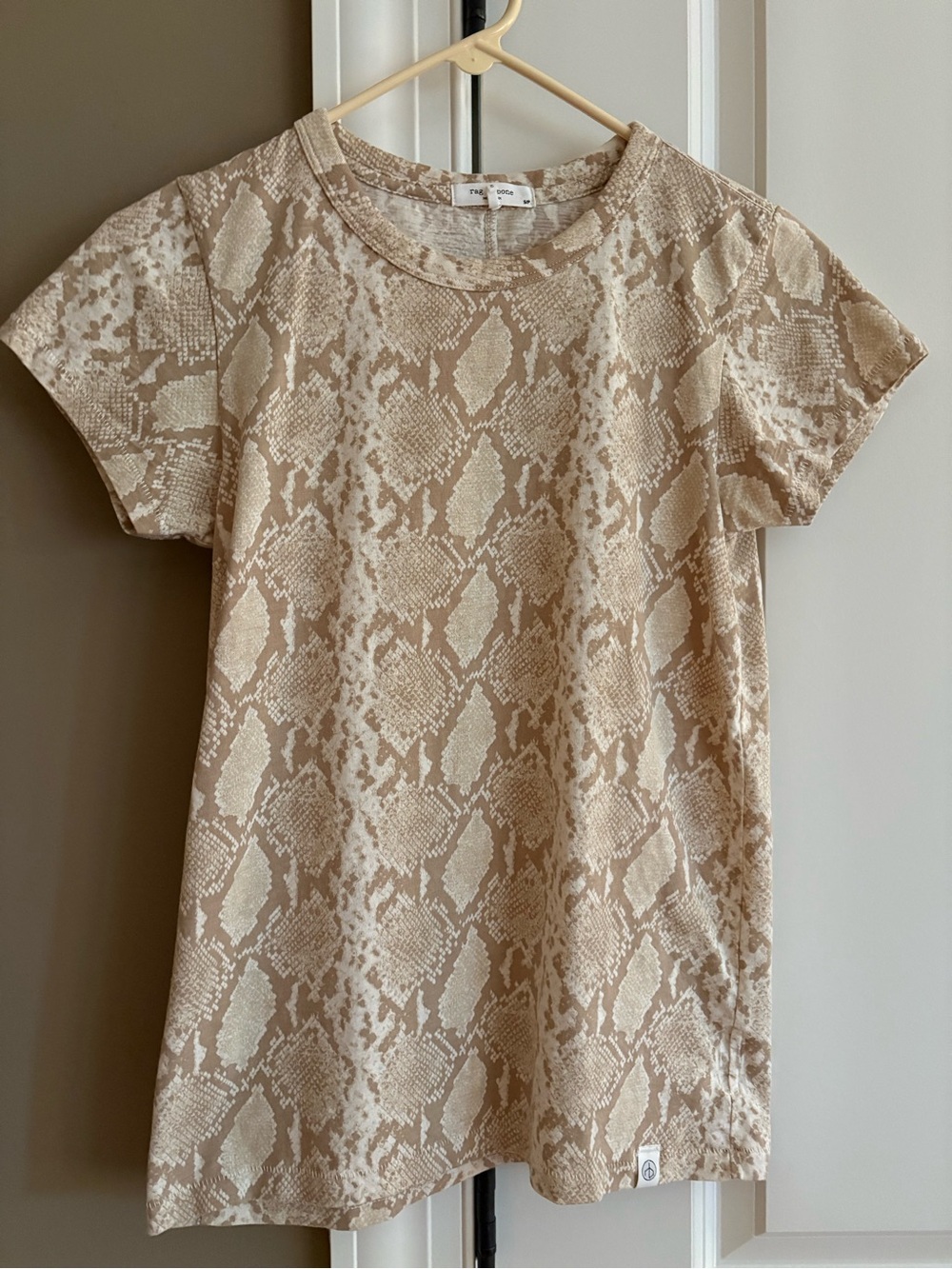 Rag and Bone beige snake print Tshirt